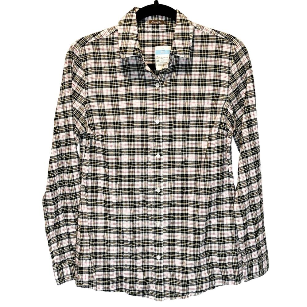 J. McLaughlin NWT Plaid Cotton Button Down Shirt - size XS